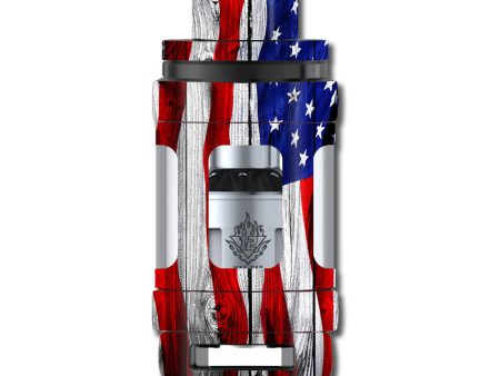 American Flag On Wood Smok TFV12 Tank Skin Online now