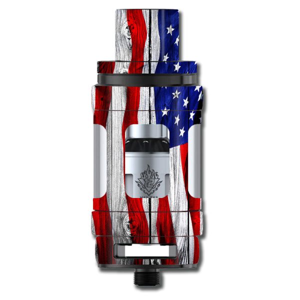 American Flag On Wood Smok TFV12 Tank Skin Online now